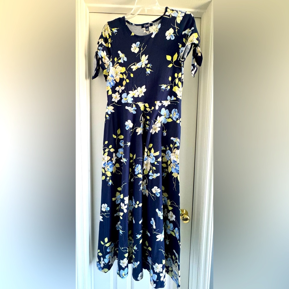 Chaps Floral Navy Dress
